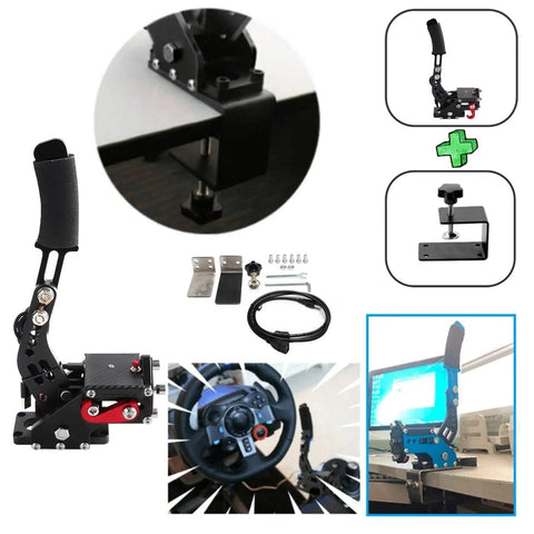 Pro Sim Racing Handbrake For PS4 PS5 USB 3.0 14Bit Precision, Fits Thrustmaster T300RS Steering Wheel Stand, compact steel build