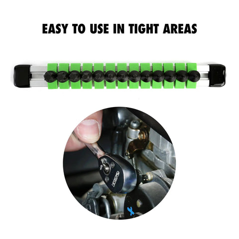 Stubby Torx Bit Socket Set 13 Piece With One Quarter Inch Drive Includes T7 Through T50 For Tight Spaces Ideal For Automotive Motorcycle And Electronic Fastener Removal in use in compact engine area