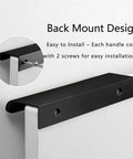 Back Mount Finger Edge Pull 80mm Black Aluminum Alloy Hidden Concealed Tab Handle for Doors with screws visible