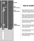 Diagram showing installation of 24 Inch Cane Bolt Drop Rod Gate Hardware Heavy Duty Black Solid Steel Ground Latch for gates.