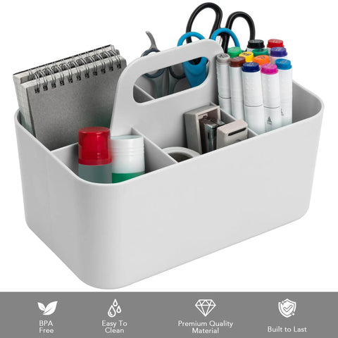 All In One Multipurpose Caddy Organizer With Handle Stackable Plastic Desk Organizer For Stationery, Markers and Pencils