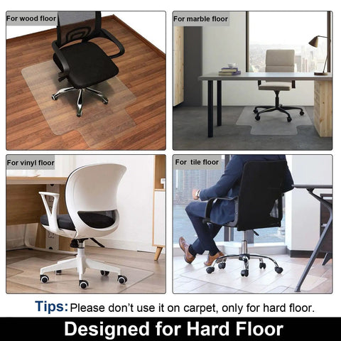 Hard Floor Office Chair Mat 36 X 48 Inches For Hardwood Floors, Easy Glide Under Desk, No Slip Scratch Resistant Floor Protector