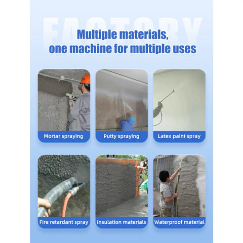 Versatile Cement Mortar Sprayer Machine High Power Plastering Tool For Exterior Structural Repairs Portable Shotcrete Equipment in use for various materials.
