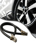 Heavy Duty Tire Inflator Hose For Quick Car Pump Up Without Taking Off Wheels, pack of two, 76 inches long, rubber metal build.