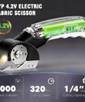AyP Cordless Electric Scissors 4.2V Rotary Box Cutter With Utility Knife And Storage Case with battery and cutting blade.