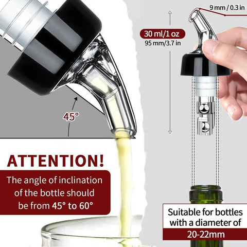 Automatic Measured Bottle Pourer For Party Ready Drinks Quick Shot Spirit Measure 1 Ounce 30 Milliliters Per Pour Durable Virgin Plastic Fits Most Bottles No Collar Design Reduces Waste Ideal Home Bar Tools 4 Pack, 30 ml bottle pourer on bottle