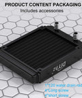Beefy 12 Pipe Aluminum Water Cooling Radiator For PC, 120mm Liquid Cooling Heat Exchanger With 12 Tubes, DC12V Black Radiator Kit With Tubing Ideal For High Performance Gaming Rigs And Workstations With Easy Install And Upgrade Friendly Tubing, black 120mm aluminum PC radiator with fittings and screws