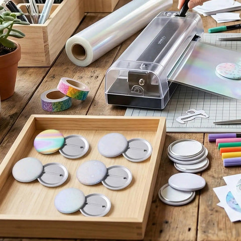 160 Pcs Colorful Holographic Badge Film For Button Makers 58mm Two And A Quarter Inch Glittery Protective Films With 8 Styles Dope DIY Craft Kit
