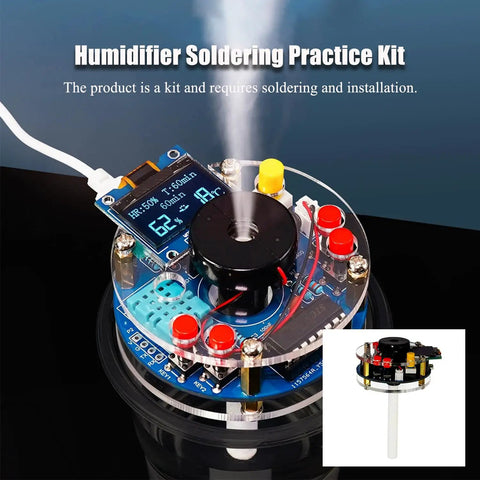 Hands On Humidity Controller DIY Kit With OLED Temperature Display showing assembled circuit board with sensors and digital display.