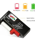 Handy Universal Battery Tester BT 168 Checker For AA AAA C D 9V And Button Cells No Battery Needed To Run Portable Pocket Power Meter For Home Office And Workshop Quick Battery Health Readouts, black plastic