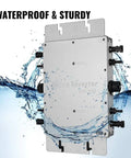 1600W Micro Grid Tie Inverter With WiFi Waterproof MPPT, showing water resistance with water splashes