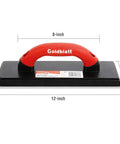 4 Inch By 12 Inch Grout Float for Tile with Molded Rubber Pad, Soft Grip Handle, shown with 8-inch handle width measurement