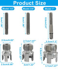 Seimneire 3 Pack Pipe Threading Kit For 1, 3/4 And 1/2 Inch Pipes showing size details of models 1/2, 3/4, and 1 inch cutters.