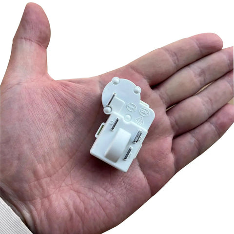 Two Pack 2 Pin PTC Starter Relay Replacement For Fridge Compressor Overload Protector shown on hand for size reference