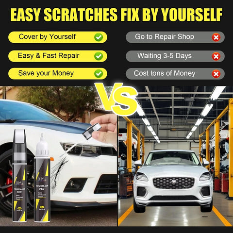 Comparison of DIY Jaguar Santorini Black Ultimate Black 2 In 1 Touch Up Paint Kit with repair shop service