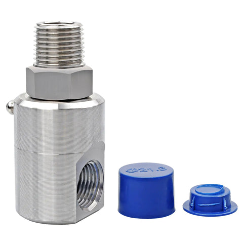 Half Inch MXF Hose Reel Swivel With Grease Zerk Fitting 5124 NiAl Heavy Duty Joint For Home Garage And Industrial Steel Reels Pro Grade Performance Reduces Hose Twist Wear And Fatigue Smooth Rotation, nickel-plated steel fitting with blue caps