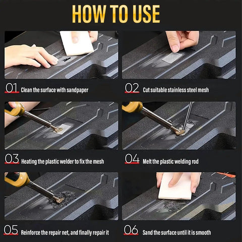 Steps to use Pro Grade 150W Plastic Welder Kit With 3 Speed Temperature Control, Rapid Heat on a plastic surface