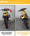 Comparison of Lightweight Aluminum Motorcycle Kickstand For YZ250F YZ450F 2006 2009 Dirt Bike Side Stand stability versus OEM.