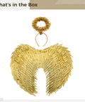 Totally Radiant Gold Feather Wings With Headband Set For Girls, Angel Wing Costume Accessories for Carnival Halloween Festivals Cosplay.