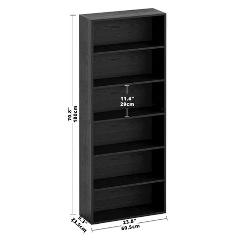 Sturdy Six Tier Floor Bookcase Standing About 70 Inches Tall With Solid Build And Tipover Resistant Design Holds 22 Lb Per Shelf