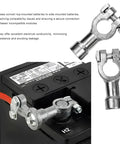 Heavy Duty Car Battery Terminal Connectors Swap Top Post To Side Post In Minutes With Positive And Negative Lead Cables installed on battery.