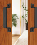 6.1 Inch Barn Door Handles Set Black Gate Pulls for barn doors, sheds, garages, fences, and sliding doors, installed view