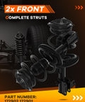 Drop-In Front Strut Assembly Set For Nissan Altima 2013 To 2017 Includes Strut Mount And Coil Spring Quick Struts Replacement Shocks Set Of 2 USA Made OE Quality Performance And Smooth Ride displayed with dark background and orange accents