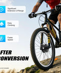Cyclist riding a bike with a 36V 350W Electric Bike Conversion Kit For 26 Inch Front Wheel Hub Motor Set, highlighting post-conversion benefits.