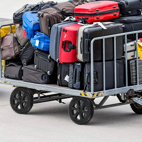 6.7 Inch Folding Shopping Cart Wheels Replacement For Grocery Carts And Trolleys shown with luggage load