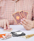 Person holding cards with Top Shelf Lint Free Foam Swabs For Nitty Gritty Electronics Camera Lenses Vents And Printer Heads 200 Piece Orange Pack.