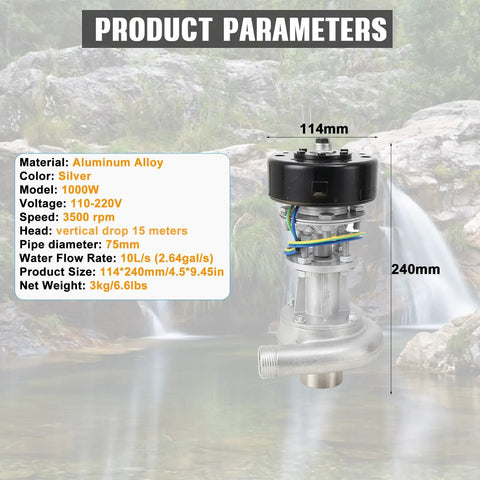 1000W Portable Water Turbine Generator For Home Power And Lighting 220V Aluminum Alloy Mini Hydropower Station dimensions