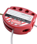 Rock Solid Adjustable Lockout Tagout Cable Locks Six Foot Steel Security Cables With Vinyl Coating Takes Four Padlocks At Once For Industrial Valves Breakers Job Site Ready Built Tough Loto Gear Six Pack shown with red locking device and steel cable.