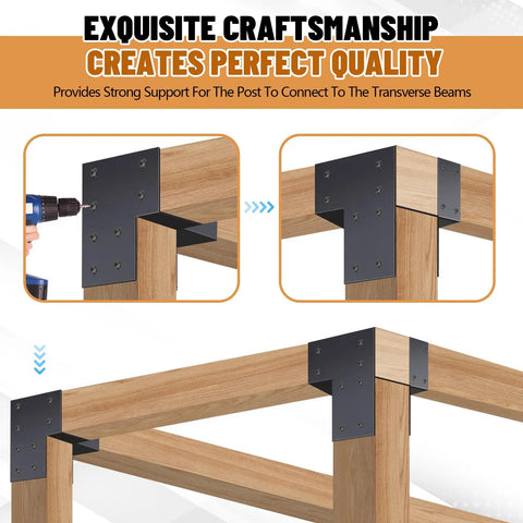 2 Pack 5.5 By 5.5 Post Cap Tie Brackets For Wood Gazebo Pergola And Outdoor Decks Stainless Steel Beam Support Corner Brackets For Connecting Posts Porches Dark Gray Finish