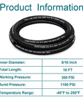 Rugged Five Sixteenth Inch ID Fuel Hose Ten Foot NBR with specifications including size and pressure ratings