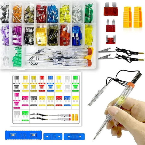 306Pcs Car Fuses Assortment Kit With Aluminum Sheet 2-35A M And S, Circuit Tester, Color Coded Transparent Case, High Conductivity Alloy