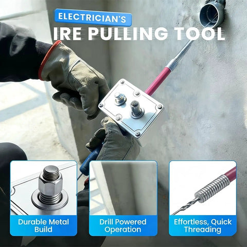 Ultimate Drill Powered Wire Puller For Electricians: Compact Cable Tugger Tool with metal build and drill powered operation.