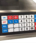 Control panel of Heavy Duty Stainless Steel Commercial Price Computing Scale showing keys and settings for use.