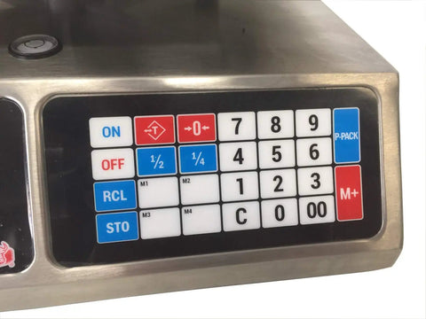 Control panel of Heavy Duty Stainless Steel Commercial Price Computing Scale showing keys and settings for use.