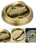 Recessed Round Flush Door Handles Set 2 Pieces Stainless Steel Hidden Embedded Pulls 38x75x72mm, close-up view