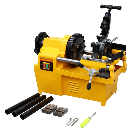 Heavy Duty Electric Pipe Threader Machine For Construction 220V 750W with pipes and tools ready for threading and cutting.
