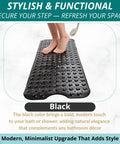 Extra Long Non Slip Bath Mat With Built Tough Suction Cups That Hold Fast On Wet Tub And Shower Floors Heavy Duty Anti Skid Safety Runner Strip In Matte Black 40X16, featuring a foot on the mat.