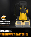 Back view of 16 Inch Brushless Cordless Chainsaw Compatible With 40V Max Battery, showing battery slot and compatibility info