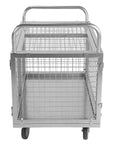 Heavy Duty Convertible Utility Cart 7 In 1 Rolling Platform Truck With Secure Cage Enclosure 2000 Lb Capacity Steel Frame shown from the front.