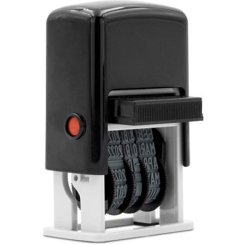 Top Notch Heavy Duty Self Inking Date Stamp Red Month Day Year Format Featuring Quick Swap Internal Pad And Simple Adjustment Dial.