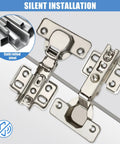 35mm Concealed Cabinet Hinges 2 Pack For Full Overlay Frameless Cabinets Rust Resistant Nickel Plated Cold Rolled Steel