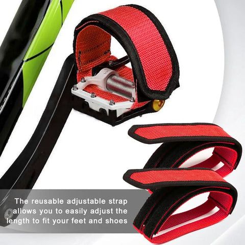 4 Piece Bike Pedal Straps With Adjustable Toe Clips For Fixed Gear Road BMX And MTB Bikes Anti Slip Nylon Straps With Double Adhesive