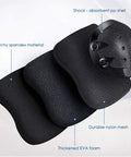 Close-up of Knee Pads Elbow Pads And Wrist Guards Full Protective Gear For Skateboarding with durable hard PP shell and thick EVA foam.