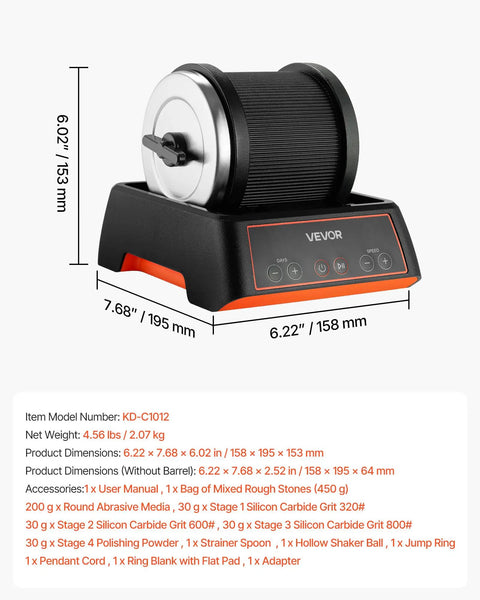 Rock Tumbler Kit For Beginners And Pros, 2 Lb Capacity, Four Speed Settings, Nine Day Polishing Timer, Belt Free Direct Drive Motor
