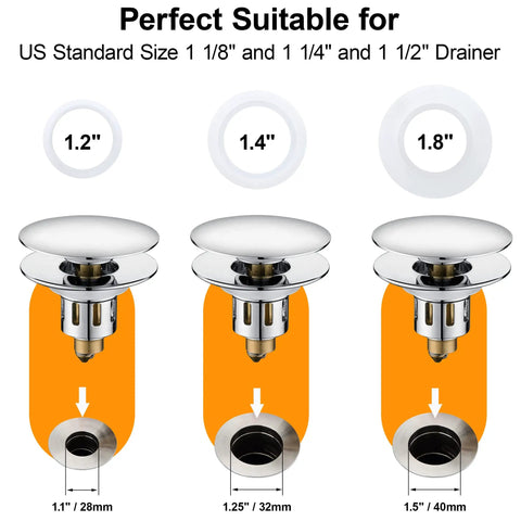 Pop Up Sink Stopper For 1.1 To 1.5 Inch Drains, Stainless Steel Hair Catcher Drain Filter, Anti Clog Plug For Bathroom Wash Basin
