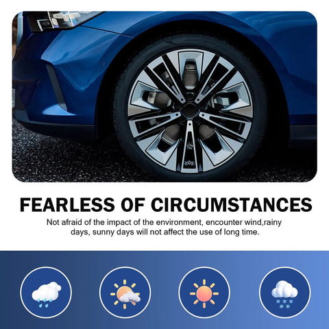 Quartet Of Sleek Black Wheel Center Caps Crafted From Hella Durable Abs, close-up of modern vehicle wheel with sleek design.